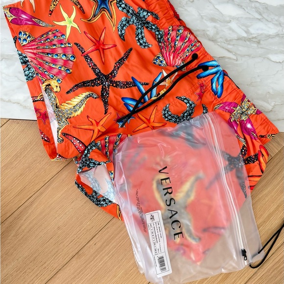 Versace Orange Athletic Shorts Vibrant Design - Picture 3 of 5